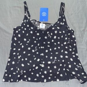Hurley Flowy Summer Flower Top | Size XS | Black/Greyish & White | New with Tags